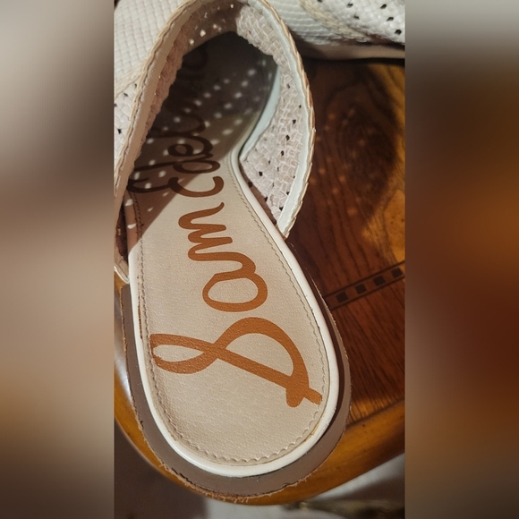 Sam Edelman Lillianna Ivory Woven Leather Pointed Slip On Block Heel Mules Sz 10 - Picture 11 of 13